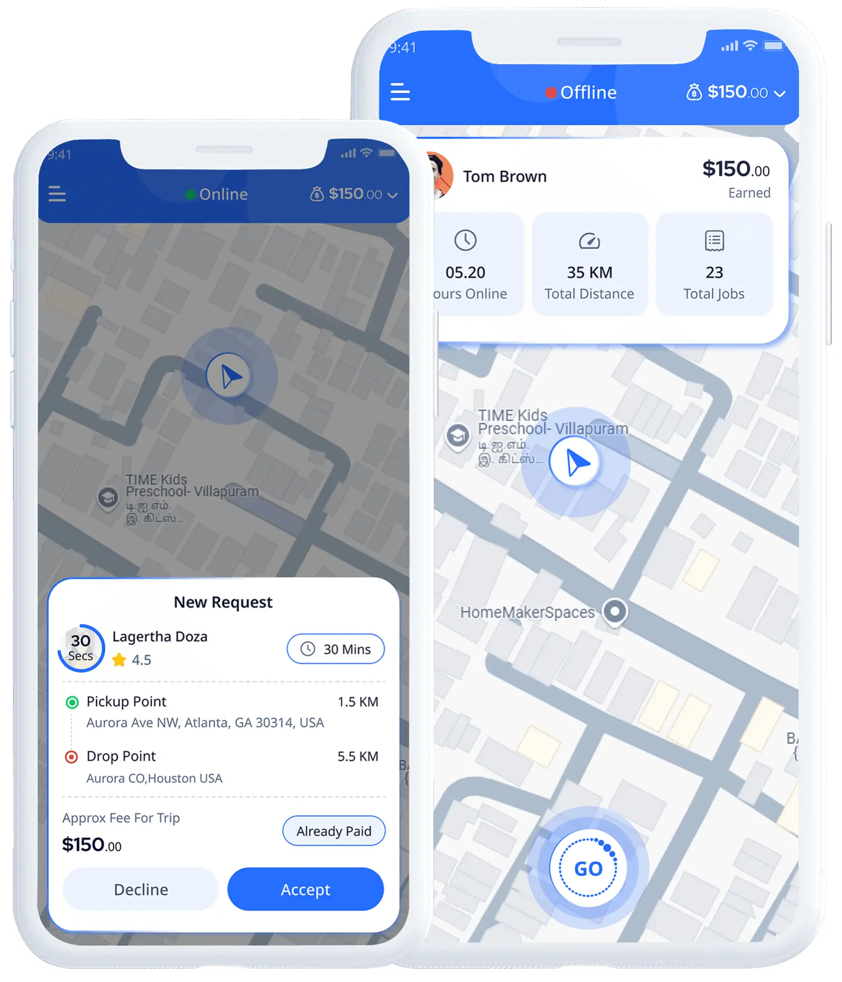 Taxi booking panel