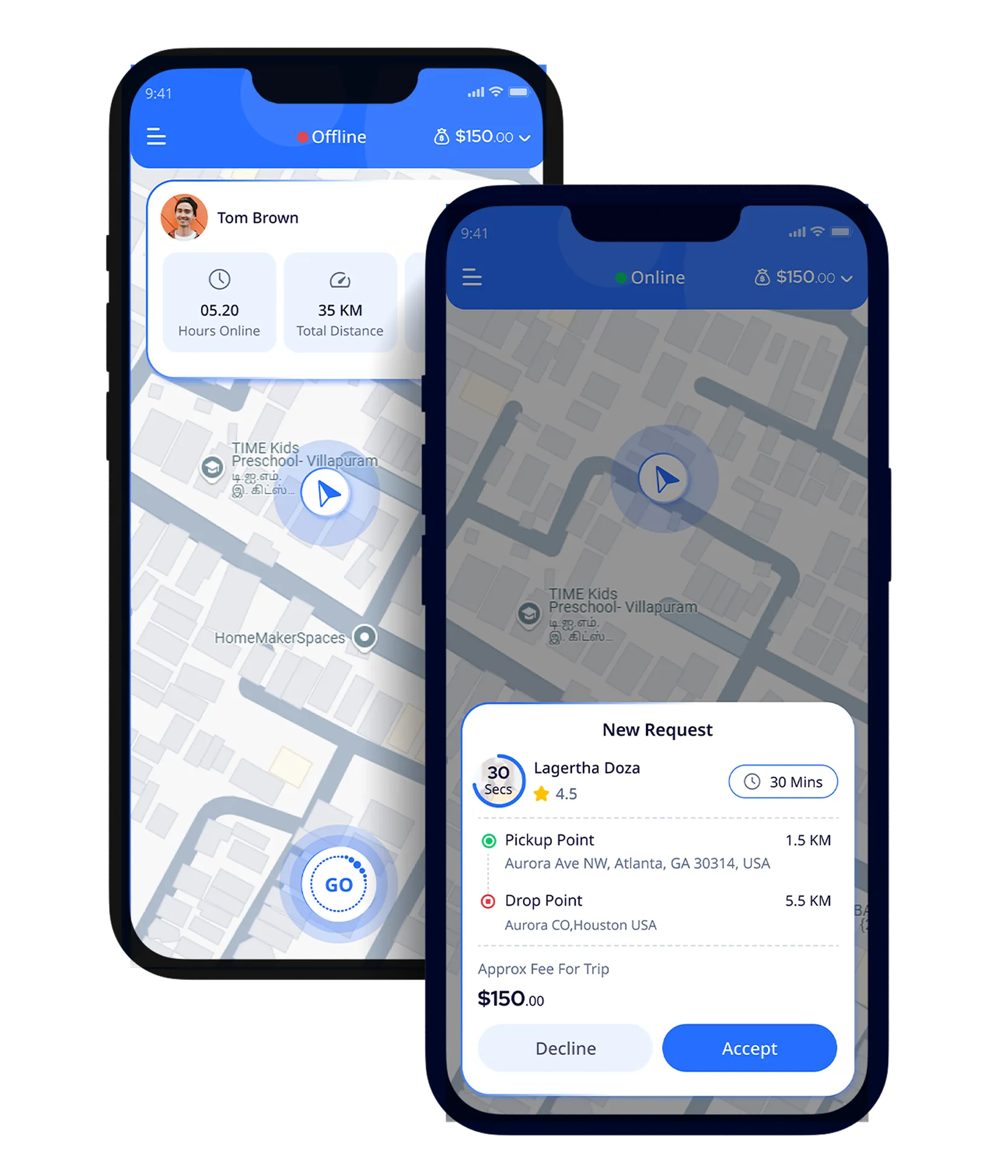 taxi app driver panel