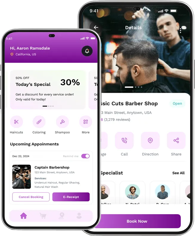 Salon user app panel